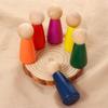 Blocks People Figures Doll Color Cognitive Puzzles Toy Peg Dolls Rainbow Color Building Blocks