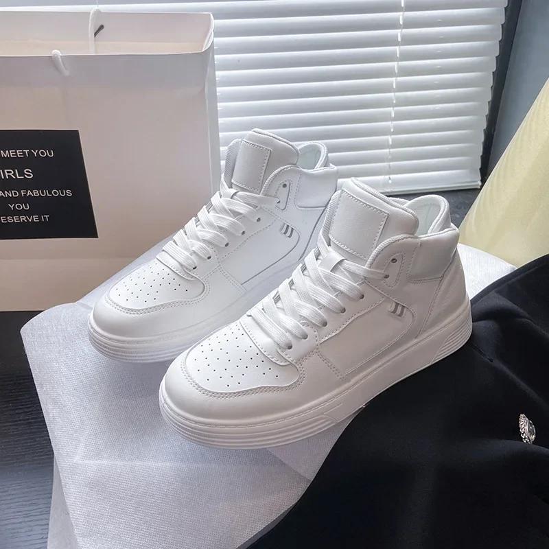 Spring Autumn Vulcanized Shoes High-top White Shoes New Heightening Fashion Versatile Simple Running Sneakers Women's Shoes