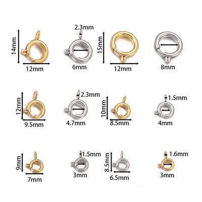 5 pièces/lot Bouton à ressort rond Fermoirs en acier inoxydable Crochets Connecteurs d'extrémité pour fermoirs de collier DIY Accessoires de fabrication de bijoux