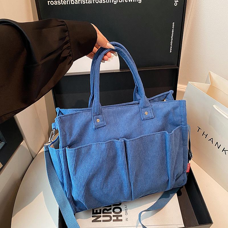 Lässige einfache Schulter-Tragetasche Umhängetasche Damen große Kapazität Cord Damen neue Handtasche