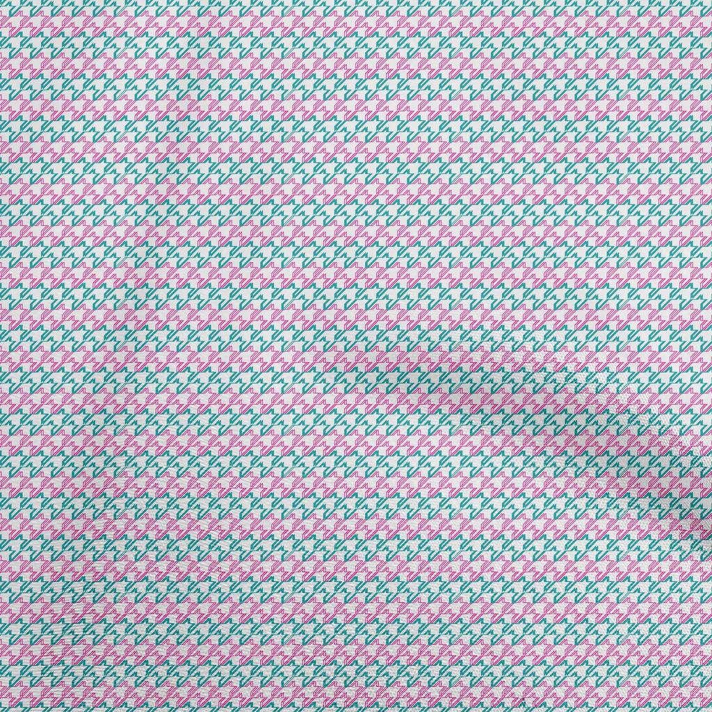oneOone Cotton Flex Blue Fabric Houndstooth Craft Projects Decor Fabric Printed By The Yard 40 Inch