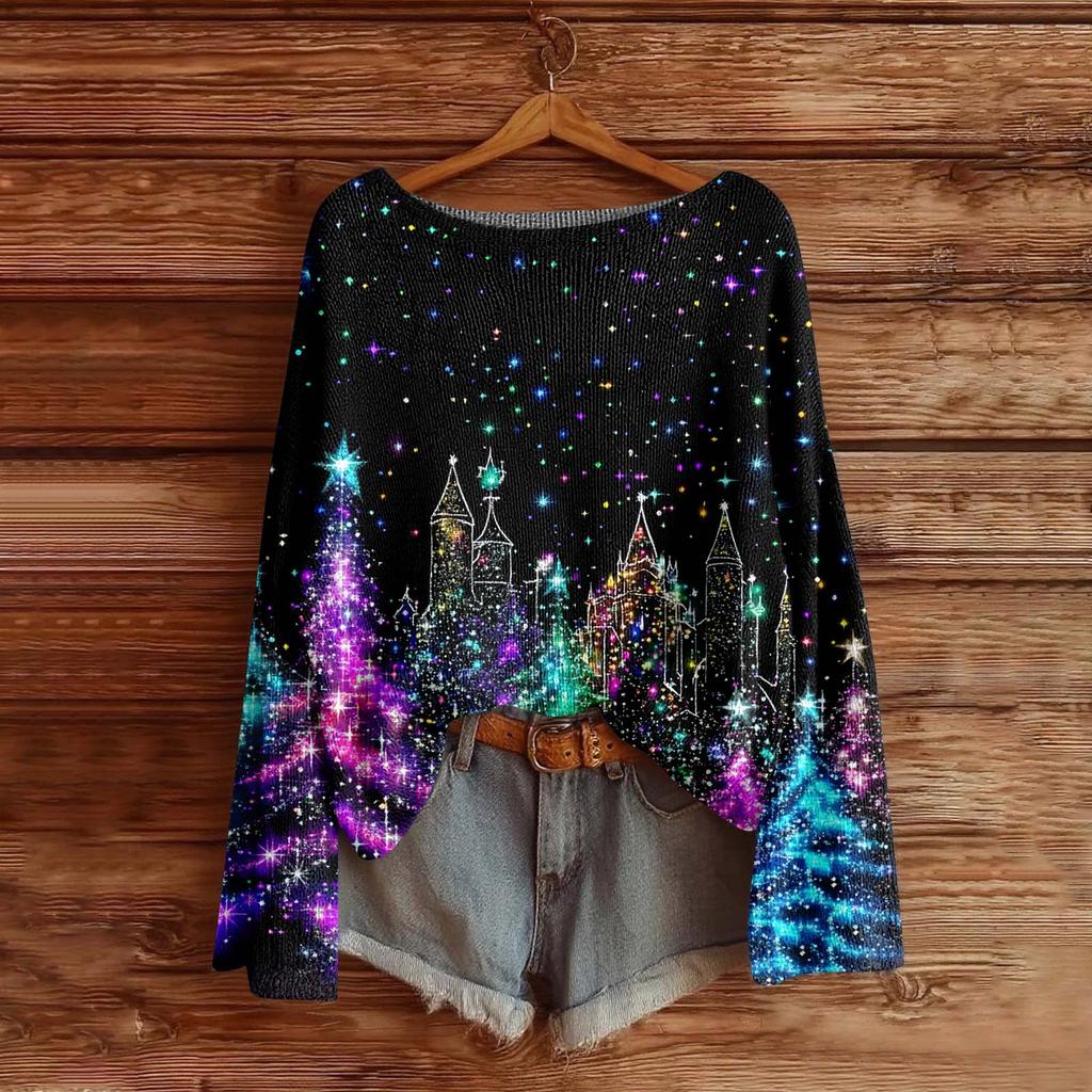 Women's Fashion Long Sleeve Christmas Snowman Snowflake Print Jacket Cardigan