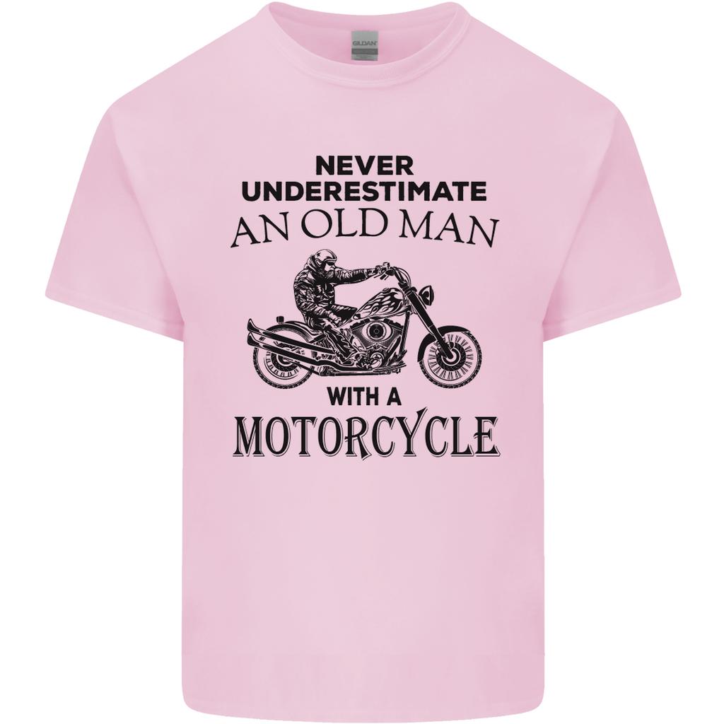 Old Unisex With a Motorcycle Biker Motorcycle Unisexs Light Cotton TShirt