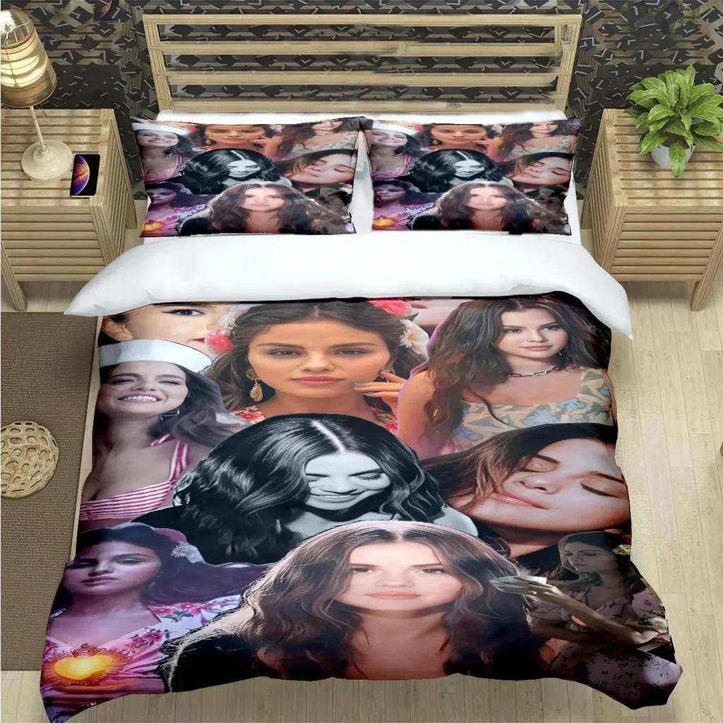 Berühmte Sängerin S-Selena G-Gomez Druck Bettwäsche Sets Bettwaren Set Bettbezug Bettdecke Set Bettwäsche Set Luxus Geschenk