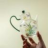 Borosilicate Glass Teapot with Infuser Heat Resistant Rainbow Color EasyClean Side Handle Pot for Herbal Tea Home Kitchen Office