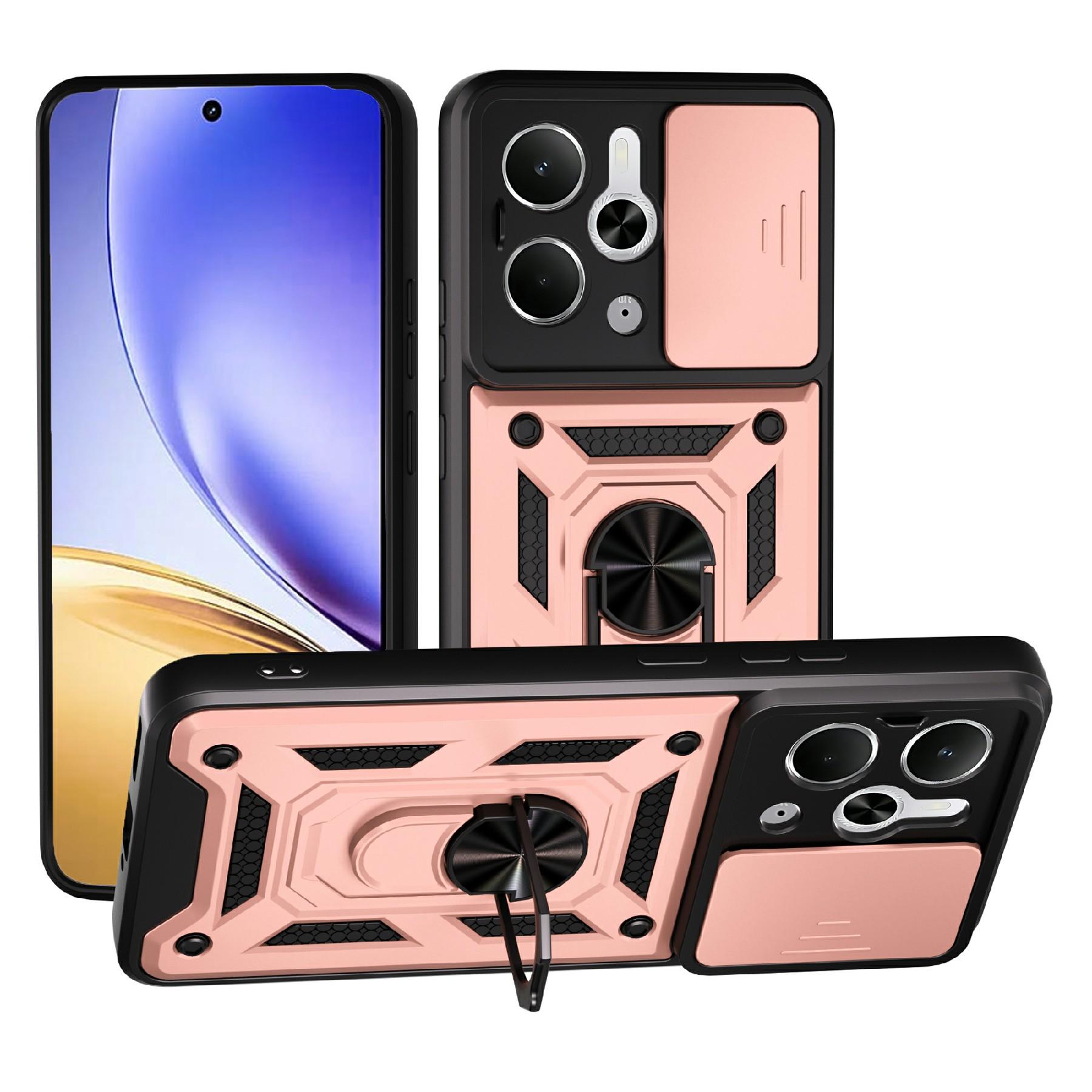 

Для Realme P3 5G/14 5G Чехол со сдвижной крышкой для камеры PC+TPU Подставка Чехол для телефона Rose Gold