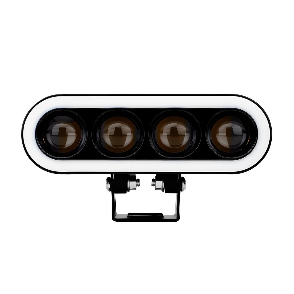 Motorcycle Headlights LED Lens Spotlight Dual Color Flash Light Fog Lamp Aperture Motorcycle Work Light Decorative Scooters