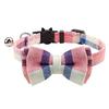 Yousheng Pet collar, bell, bow, British plaid cloth collar, cat and dog collar
