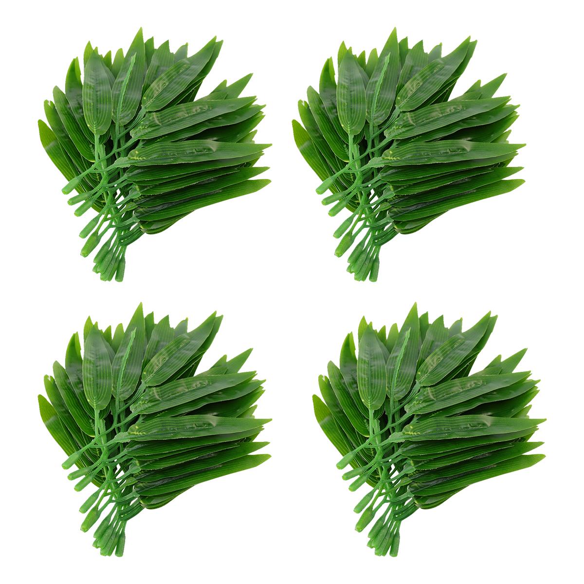 

50 Pcs Artificial Bamboo Leaves Decor Household Adornments Fake Green Simulated Branches Home Party Office Banquet Decoration 16.00X13.00X1.00CM