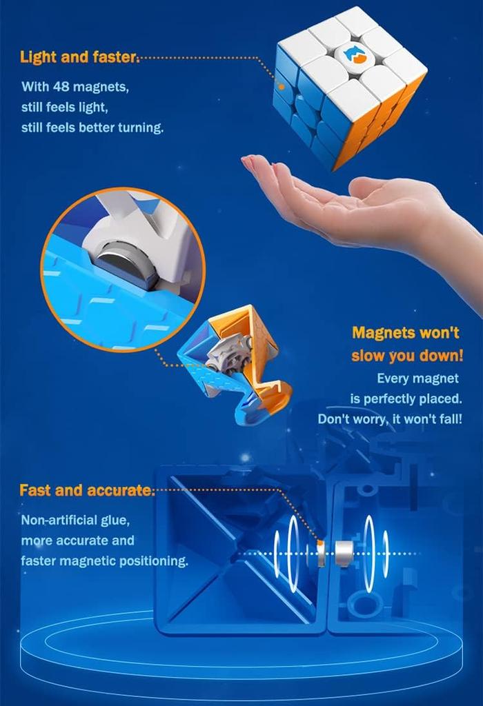 Monster Go MG3M Magic Cube Official WCA International Competition Standard Smooth Rotation 3D Puzzle Educational Toy EDU (MG3 Built-in Magnet)