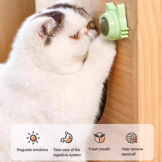 Catnip Ball Cat Toy 360-Degree Rotating Catnip Ball Encourages Active Play Cats Lick Kitten Chew Toy for Dental Health Chewing Boredom Relief