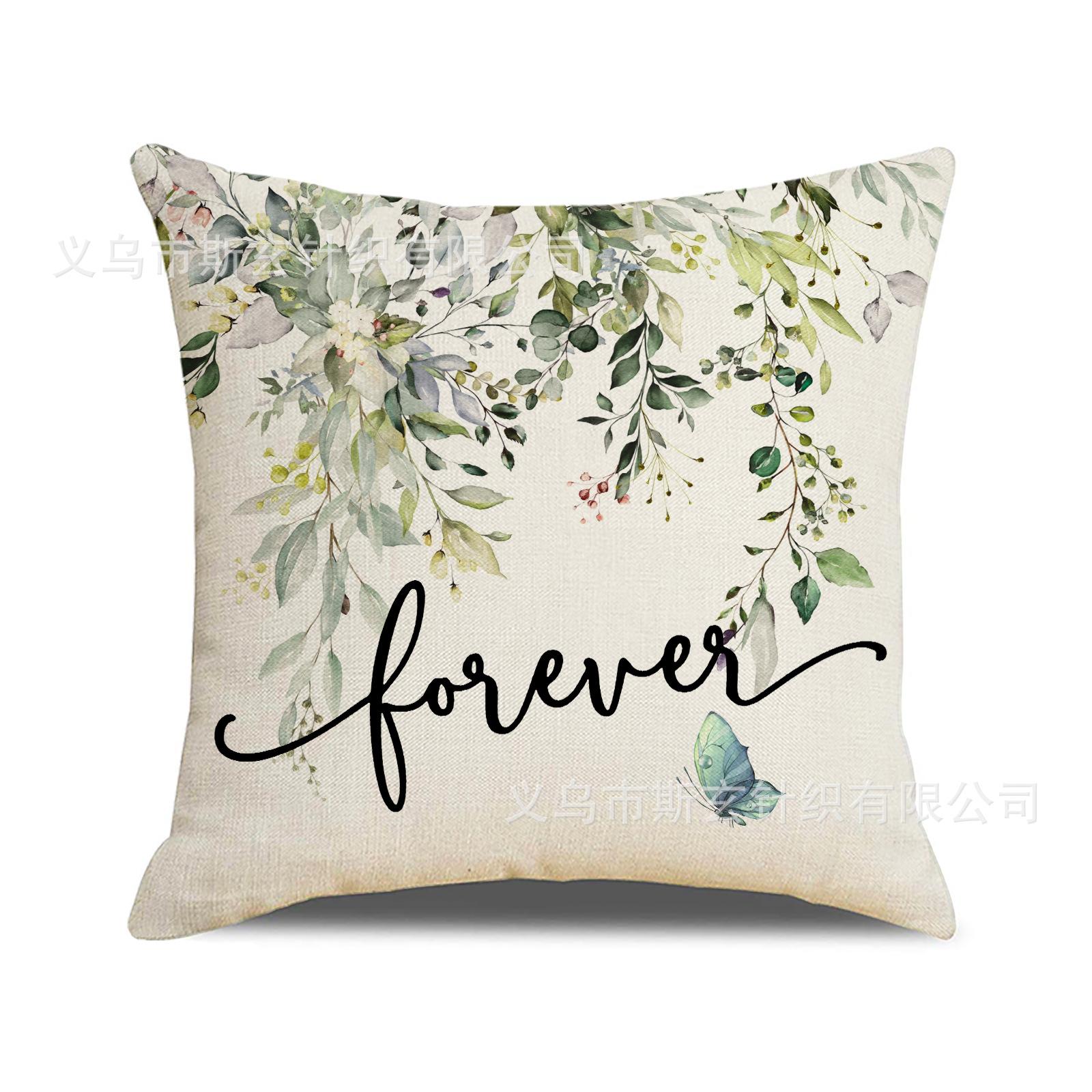 

New Floral Print Pillow Cover Spring Indoor Simple Decoration Sofa Pillow Set Car Cushion 45 * 45 (excluding pillow core)