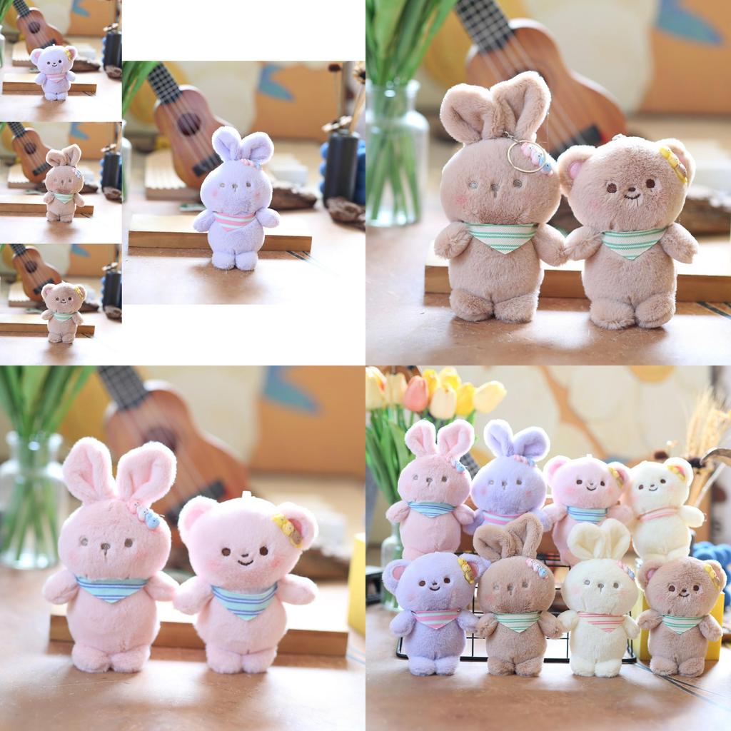 Cute Bunny Plush Keychain Ultra-soft Short Plush Stuffed Animal Backpack Accessory