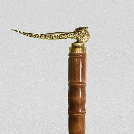 

Handcrafted Wooden Walking Stick Ergonomic Hardwood Cane with Bird Handle