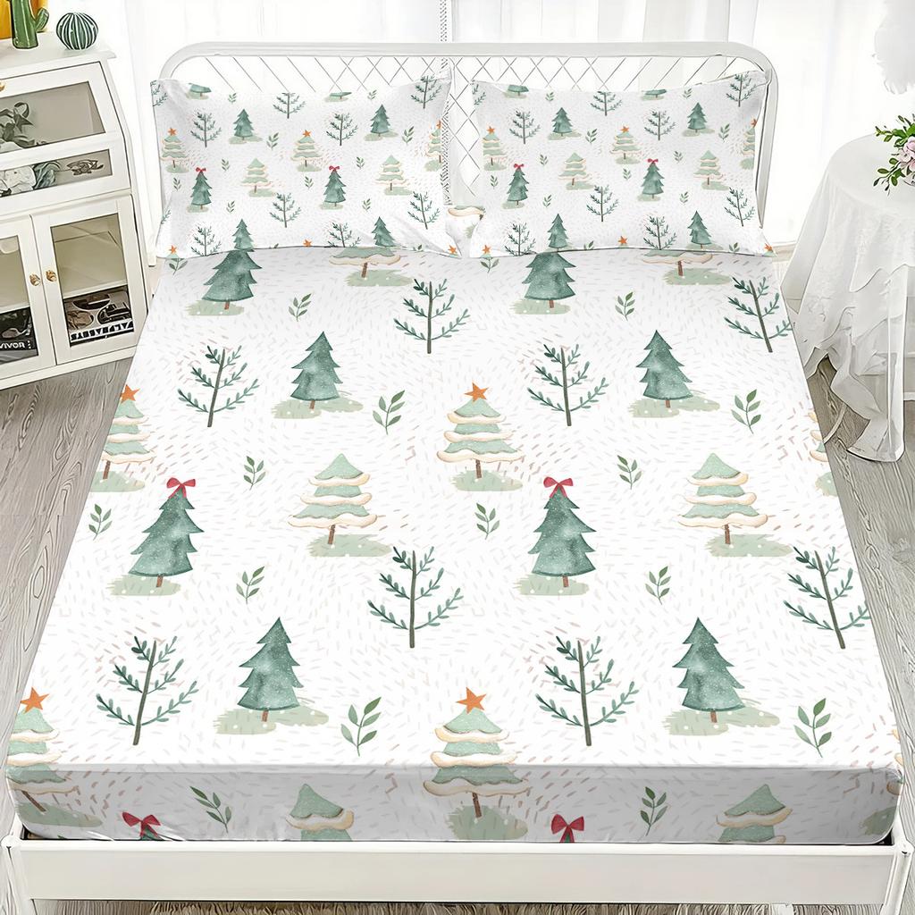 Bedspread Christmas Tree 3D Printed Bedspread Three-Piece Bedroom Bedding