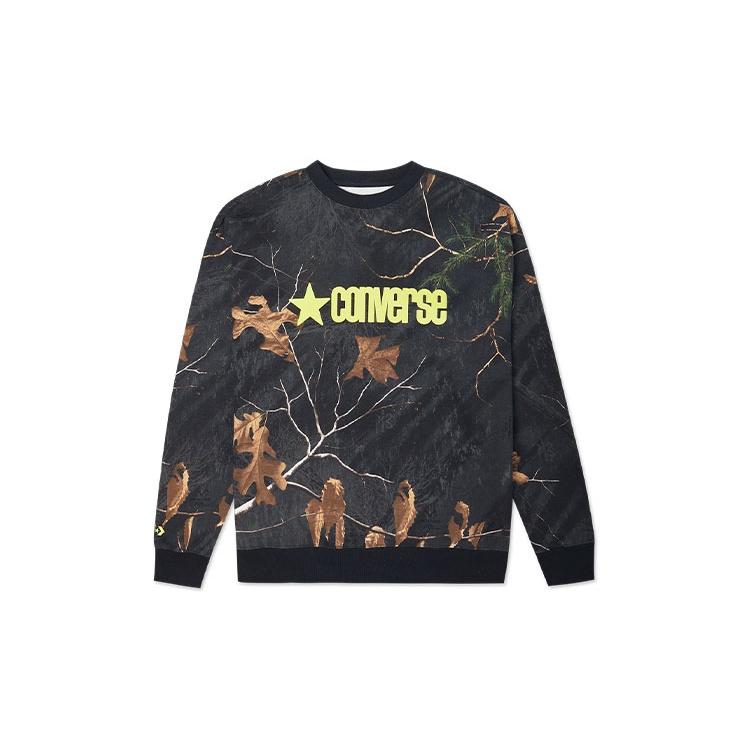 Converse Realtree Printed Crew Neck Sweatshirt Asia Sizing Black Men s 10019970-A04 XL