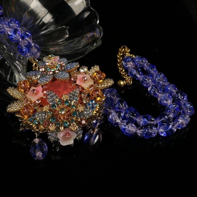 NISHIZAWA Glass Beaded Necklaces for Women Multi-layered Palace Style Retro Jewelry Fashion Elegant Collares Para Mujer