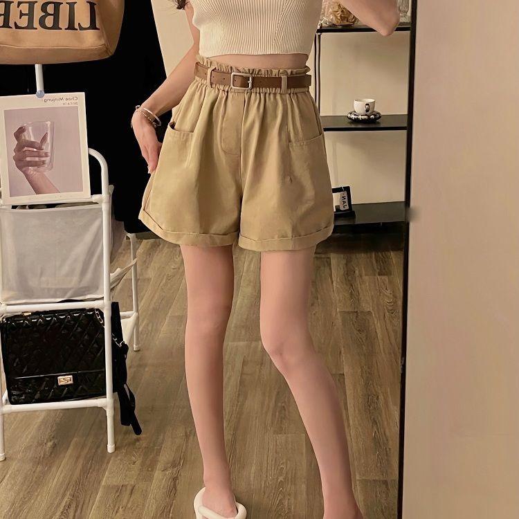 

Стирка летних корейских новых стильных узких рабочих шорт с высокой талией, широкие брюки, повседневные брюки больших размеров, женские брюки M