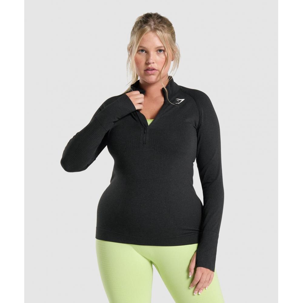 

Пуловер GYMSHARK Vital Seamless 2.0 1 2 на молнии, черный Marl B1A4C BBF3
