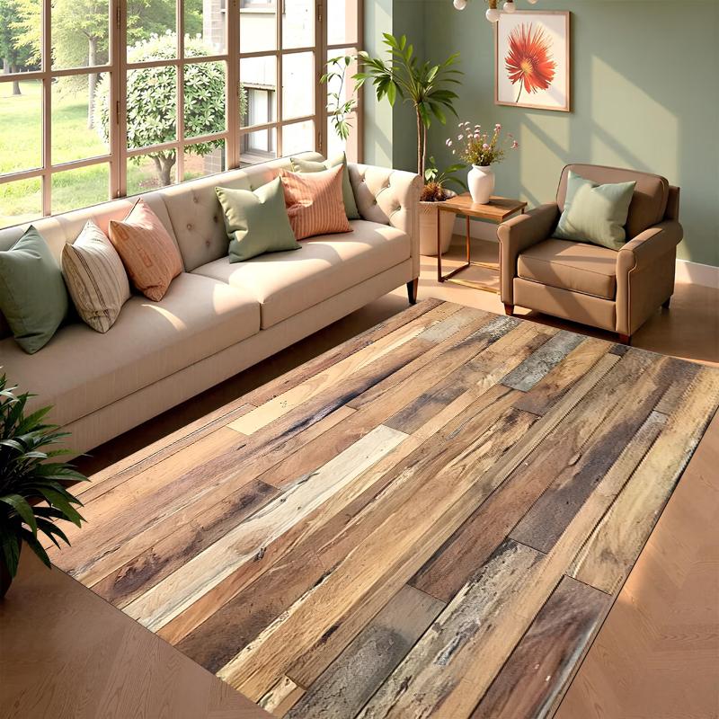 Vintage Wood Plank Carpet Mat Rug Home Decoration Living Room Bedroom Floor Decor Rustic Farmhouse Style Rugs Bedroom Decor