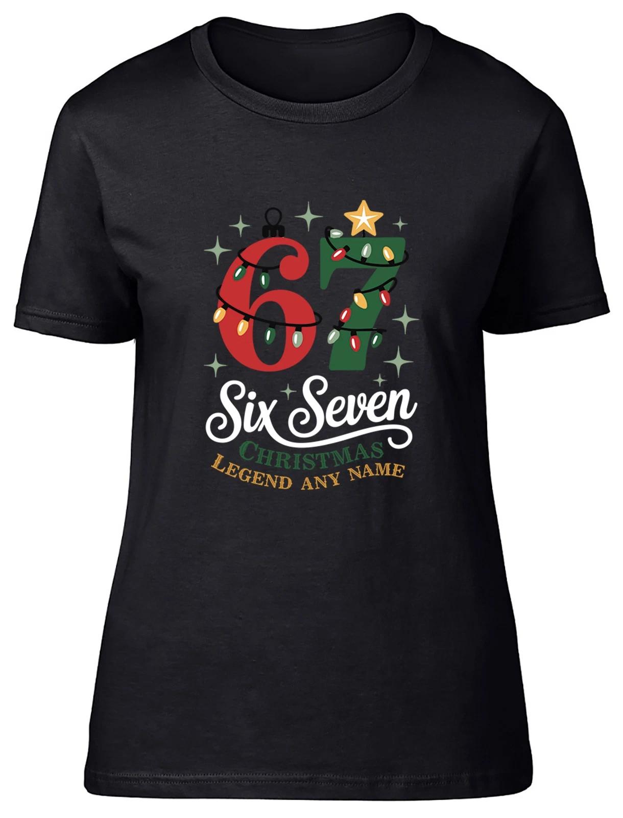 Personalised 6 7 Christmas Legend Womens T-Shirt Ladies Gift Tee S