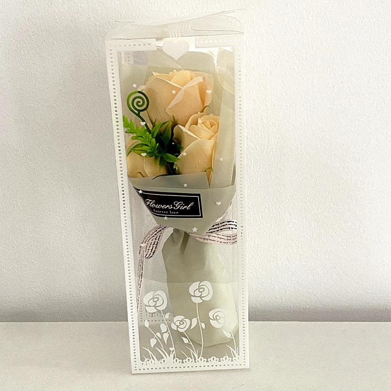 1 Set Luxury Soap Flower Arrangement for Valentine's Day 3 Rose Soap Bouquet Gift Box 9x7x25cm
