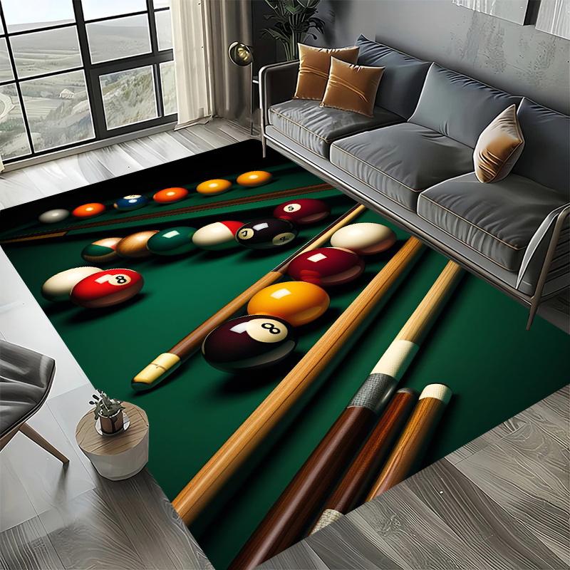 Billiard Gaming Black Pool 8 Ball Area Mat for Toilet Kitchen Sofa Chairs Living Room Decoration Non-Slip Washable Rug