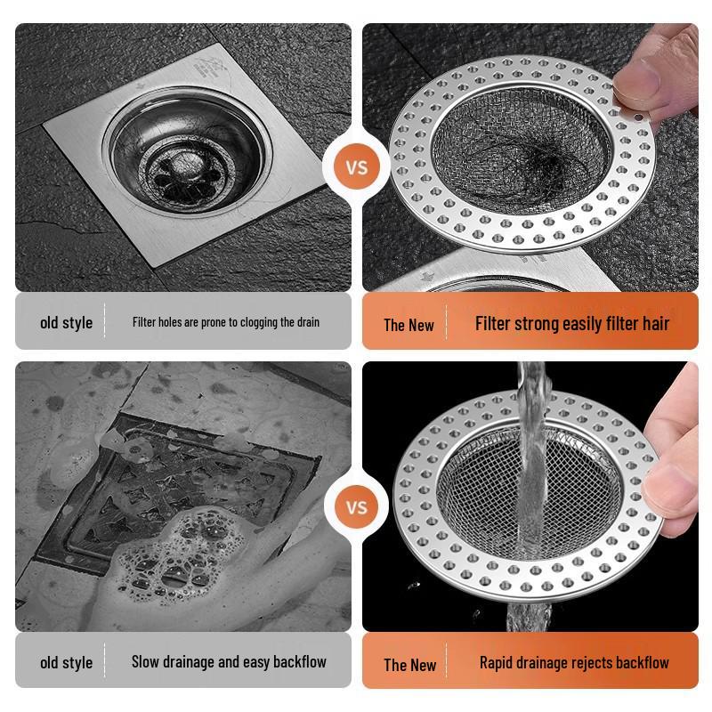 Stainless Steel Anti-Clog Bathroom Drain Cover & Hair Catcher