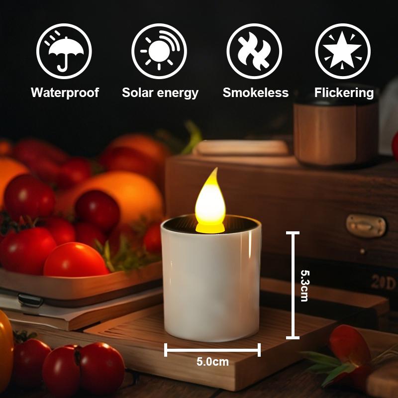 6PCS Solar Tea Light LED Candles Outdoor Waterproof Flameless Solar Tea Lights Rechargeable Candles for Party Garden Home Deco