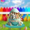 Easter Bunny Garden Stakes Outdoor Decor, 2D HD Printing Acrylic Rabbit & Colorful Eggs Ornaments with Weatherproof Design, Easy-Insert Spike
