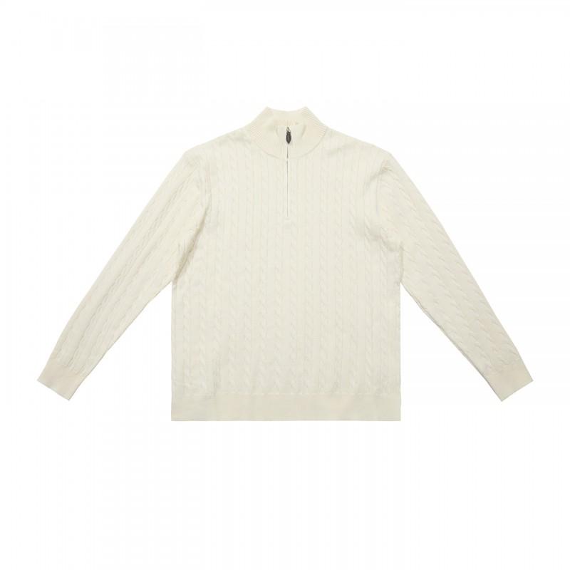 Classic Cable Knit Half-Zip Turtleneck Sweater Men Women Fall Winter Casual Loose Fit Pullover