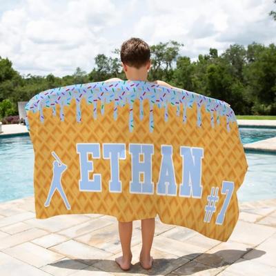 Ships Next Day Ice Cream Drip Baseball Beach Towel For Boys Drip Beach Pool Towel Team Gift Youth Baseball Gift