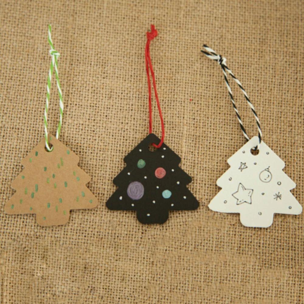 Kraft Cards Labels Paper Cards Gift Tags Christmas Tree Shape Hang Tag Christmas Party Decoration