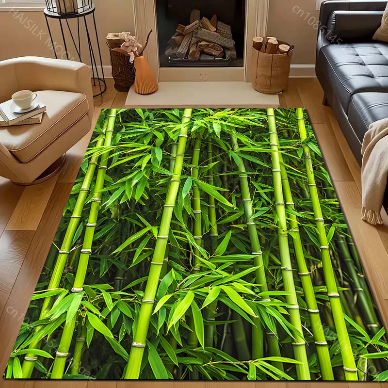 Bamboo Forest Printed Carpet for Bedroom Living Room Bedside Sofa Floor Mat Modern Home Decor Area Rug Large Size