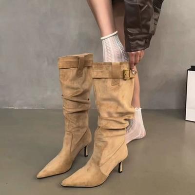 Boots Boots Trend High Heel Skinny Boots Belt Buckle Pile Fashion Thin Heel Pointed European Boots
