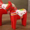 Hand-Painted Swedish Dala Horse Ornament Pair – Creative Wooden Craft for Weddings