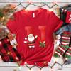 Santa AZ Alphabet Womens Tshirt Christmas Party Casual Tee with Graphic Print Holiday Fashion Y2k Tops for Female Clothing