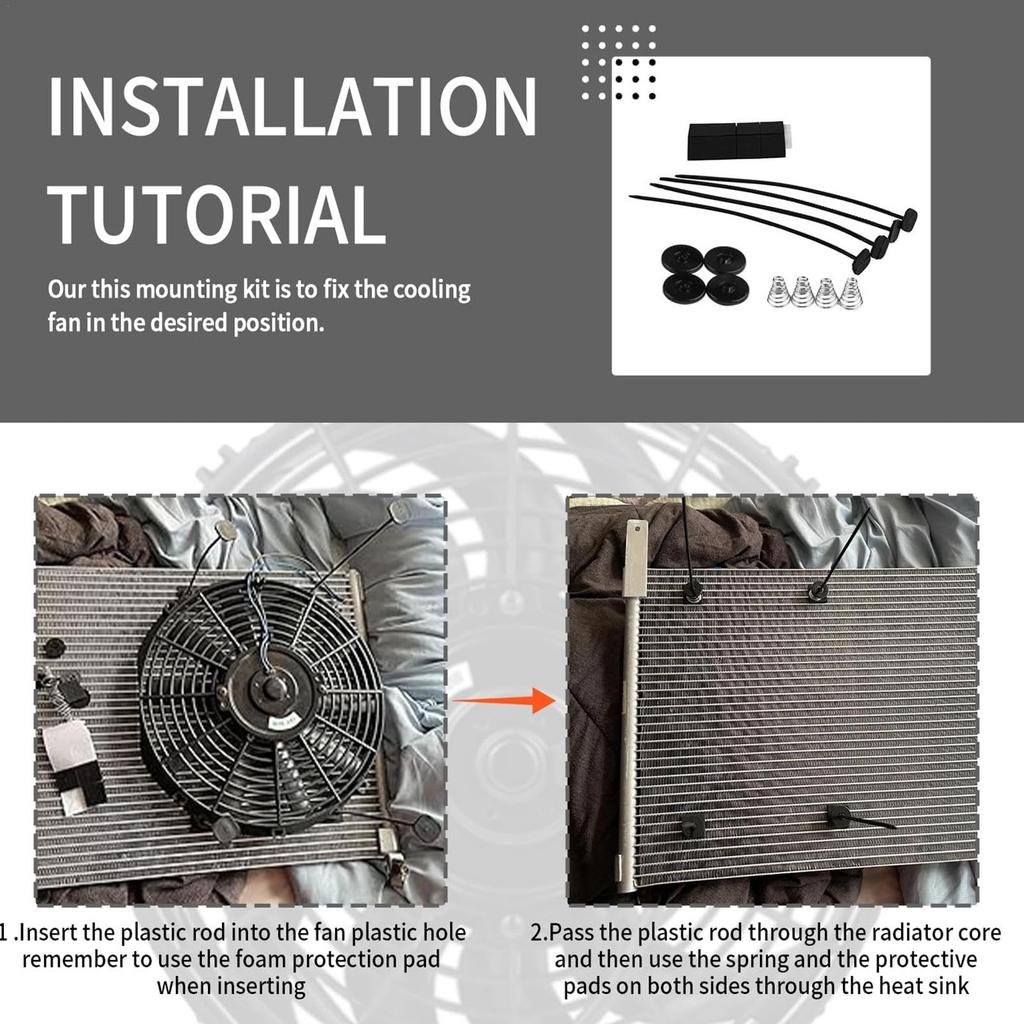 Zqkimzi Zestaw montażowy wentylatora, Zestaw montażowy wentylatora chłodnicy - Elektryczny zestaw montażowy wentylatora chłodnicy