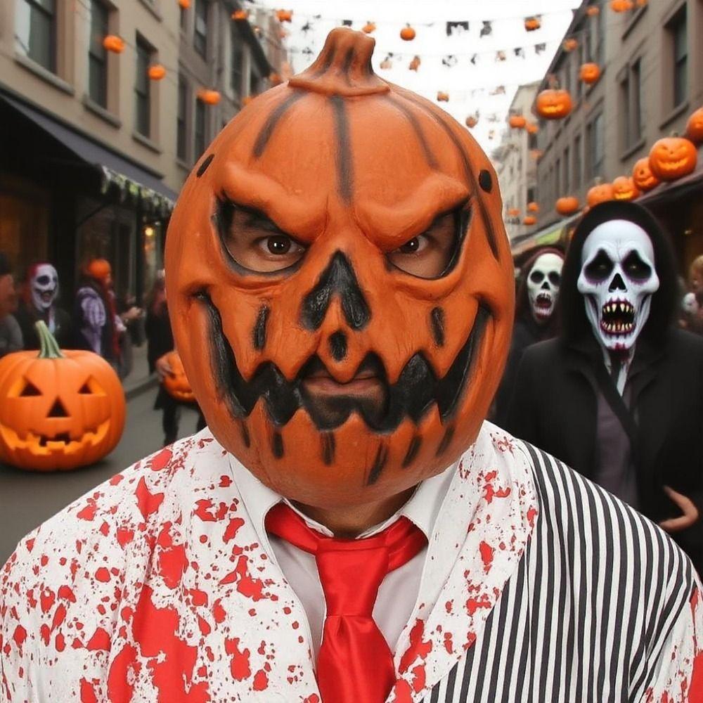 Kids Gift 3D Pumpkin Halloween Mask Realistic Funny Halloween Cosplay Mask Unisex Creativity Full Face Mask Haunted House