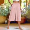 Feamle Casual and Versatile Wide Leg Pants with Pockets Lightweight High Waisted Loose Cropped Capris