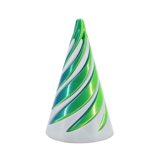 

3D-печатная спиральная конусная игрушка, иллюзия вихревой нити, невозможная спиральная конусная проходная скульптура зелёный