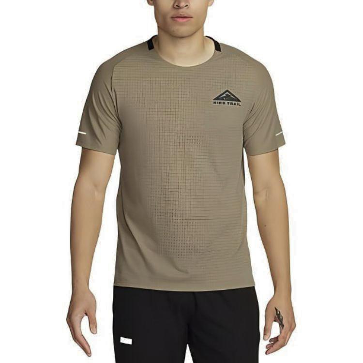 Nike T Shirts Men's Khaki Crew Neck Moderate Straight Fit DV9306-247