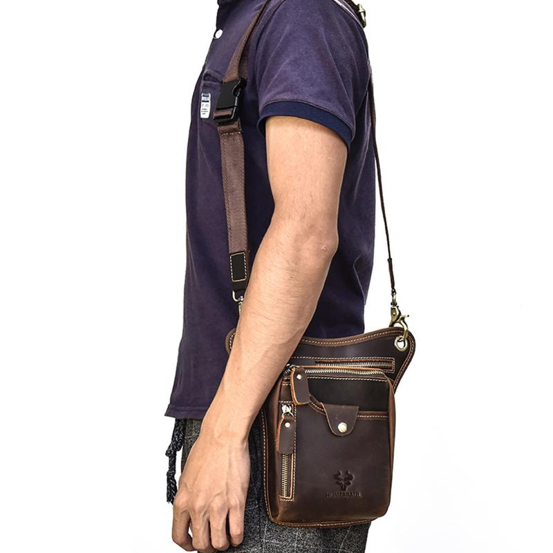 Humerpaul Men Leather Waist Bag Multifunctional Shoulder Bag