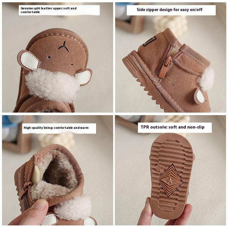 Baby Snow Boots, Baby Cotton Shoes, Winter Soft-soled Toddler Shoes, Boys and Girls Plus Velvet and Thickened Short Boots