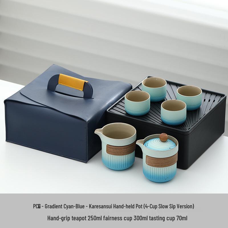 Karesansui Travel Tea Set: Portable Camping Tea Kit with Quick-Draw Cup & Carrying Bag