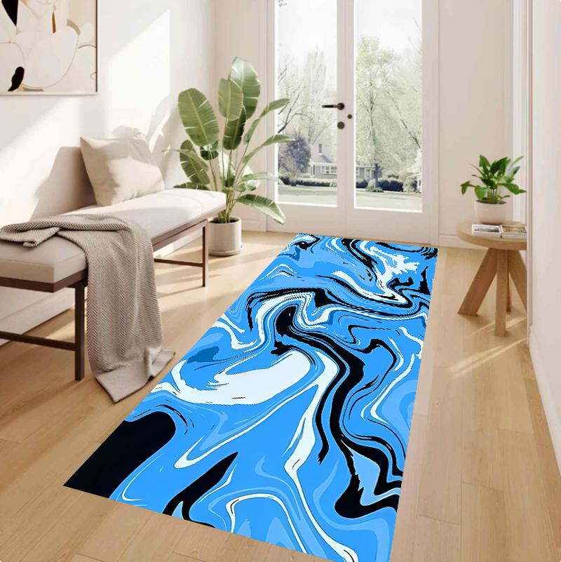 Carpet Mat Rug Home Decoration Dark Green Wave River Pattern Floor Area Rug Living Room Bedroom Modern Abstract Style