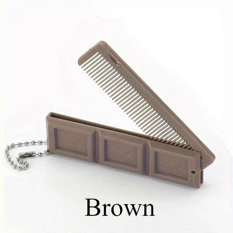 1 Stück Schokoladenförmiger Faltkamm mit Spiegel - Langlebiger ABS-Kunststoff, Kompakt & Tragbar für Studenten, Reisen, Partys