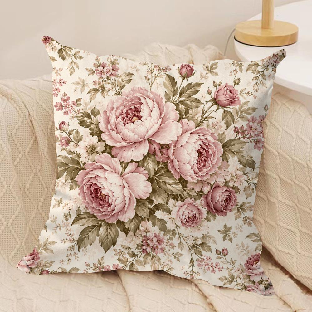 Federa Cuscino Floreale Rosa Vintage Federe Cuscino Quadrato in Peluche Corto Copricuscino Divano Decorazione Casa Regalo