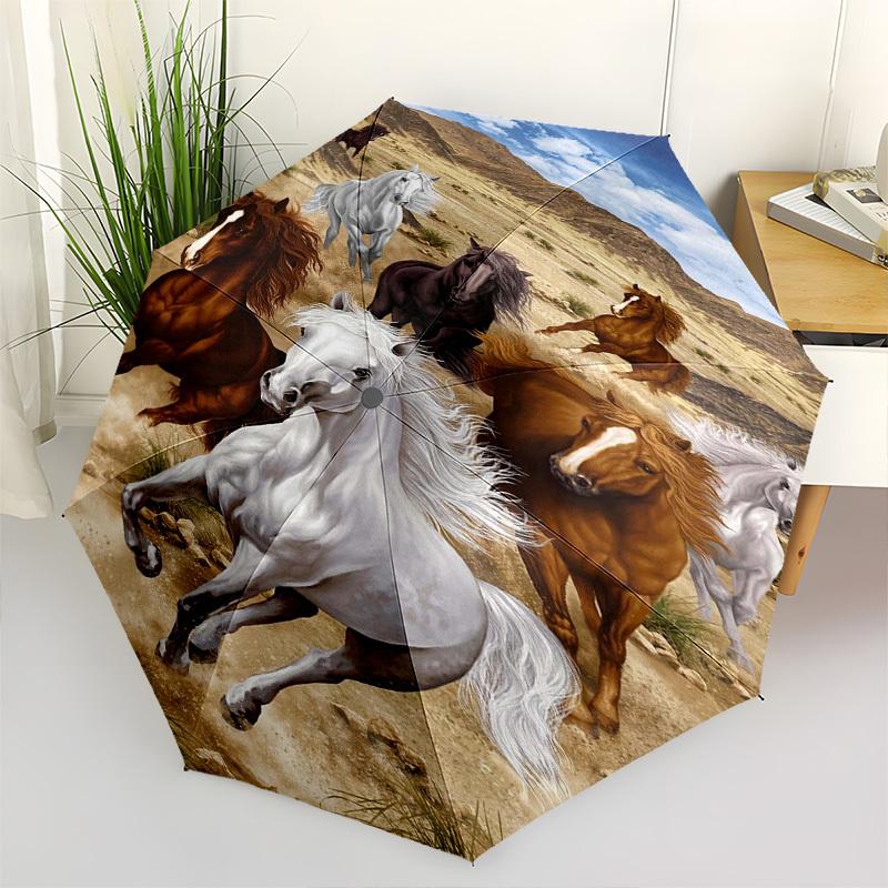 

Horses Desert- Automatic Umbrella,Suitable for Men and Women, Outdoor Accessories, Suitable for Birthdays 1016b