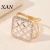 Lightweight Scarf Ring Grid Square Ring, Rhinestone Silk Clip, Decorative Adjustable Holder Slide Elegant Wrap for Women Neckerchiefs Shirts Shawls